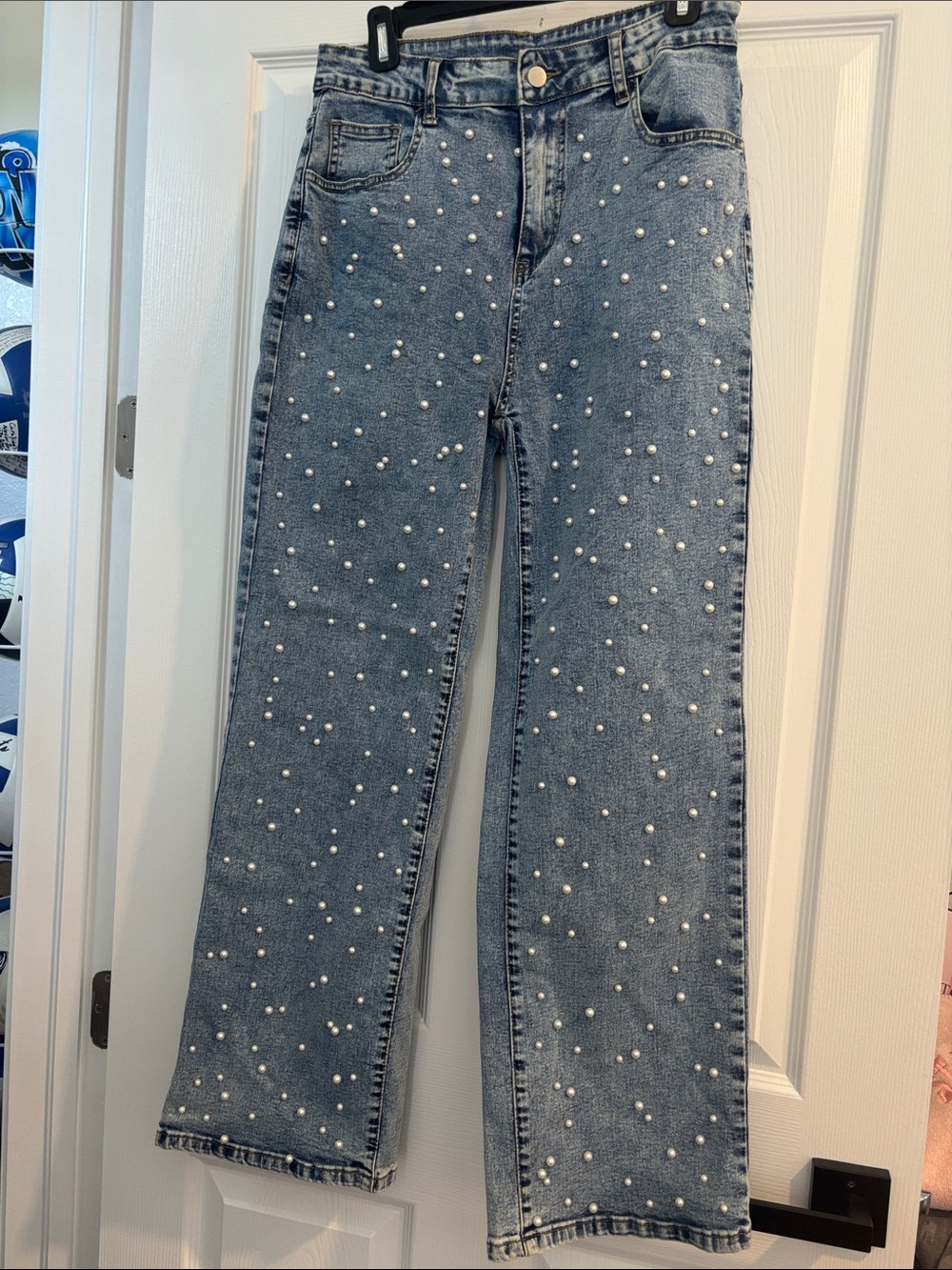Pearl-Embellished Women's Jeans